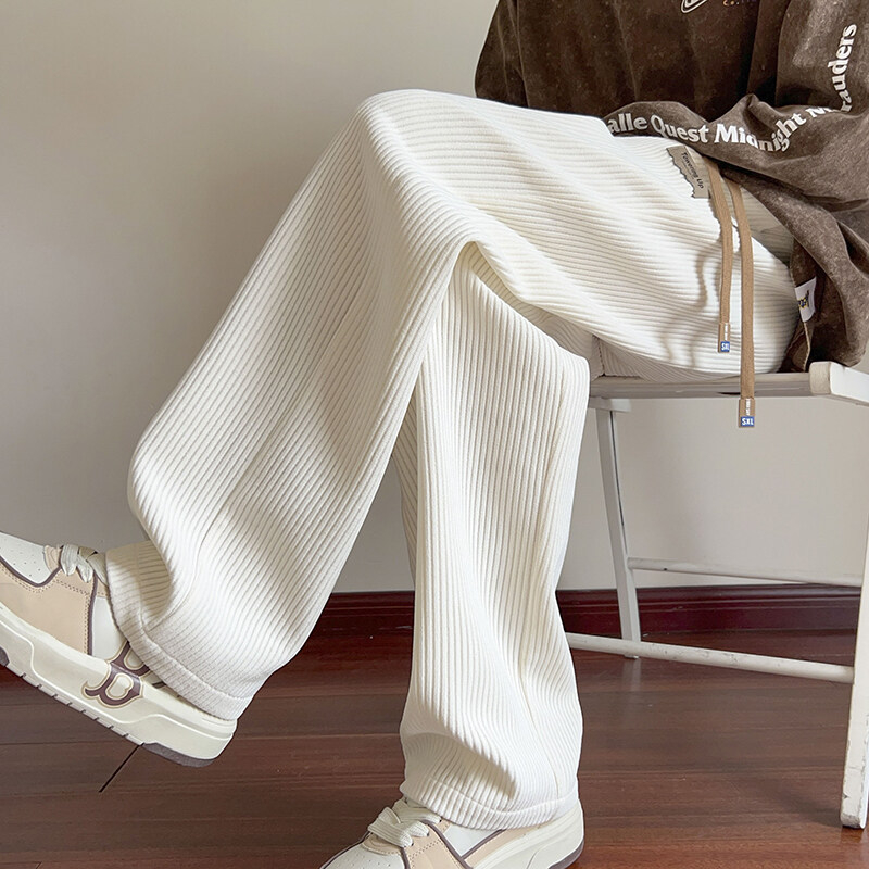 Toamna și iarna noua textură Sense Label Chenille pantaloni casual bărbați Silver Fox Velvet îngroșat plus size pantaloni de podea drepți