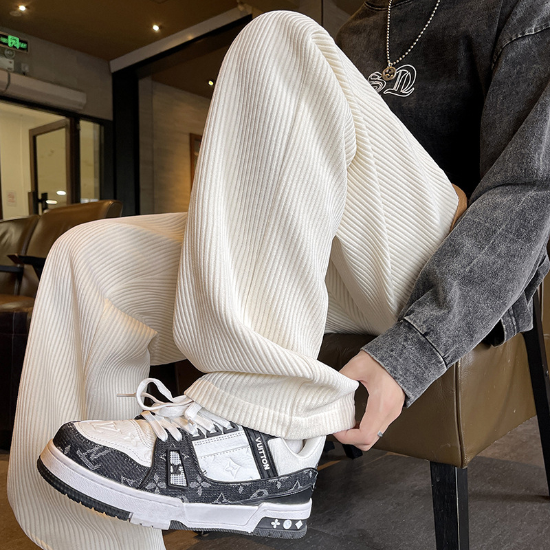 Toamna și iarna noua textură Sense Label Chenille pantaloni casual bărbați Silver Fox Velvet îngroșat plus size pantaloni de podea drepți