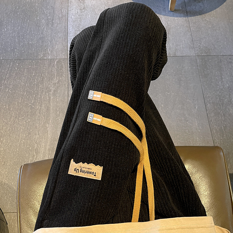 Toamna și iarna noua textură Sense Label Chenille pantaloni casual bărbați Silver Fox Velvet îngroșat plus size pantaloni de podea drepți