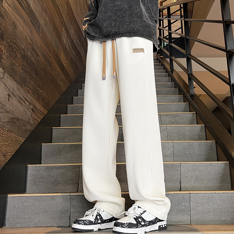 Toamna și iarna noua textură Sense Label Chenille pantaloni casual bărbați Silver Fox Velvet îngroșat plus size pantaloni de podea drepți