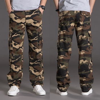 Jarné a jesenné pánske overaly, maskáčové nohavice, viacvreckové, ležérne nohavice, pánske bavlnené, plus size, trendy značkové voľné nohavice