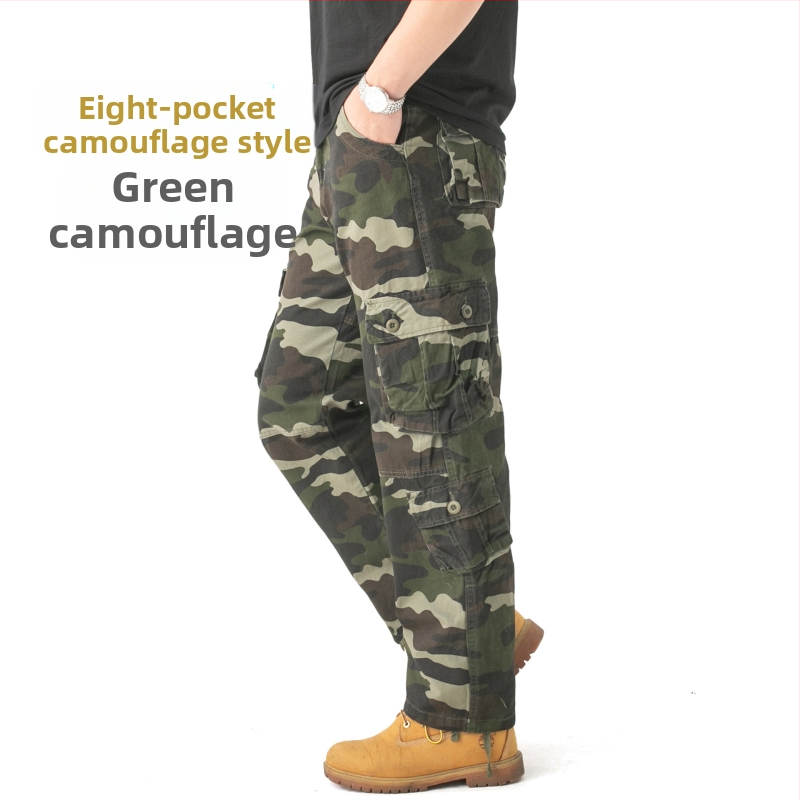 Jarné a jesenné pánske overaly, maskáčové nohavice, viacvreckové, ležérne nohavice, pánske bavlnené, plus size, trendy značkové voľné nohavice