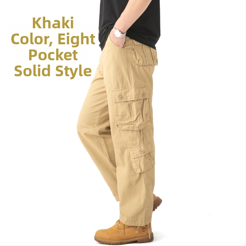 Jarné a jesenné pánske overaly, maskáčové nohavice, viacvreckové, ležérne nohavice, pánske bavlnené, plus size, trendy značkové voľné nohavice