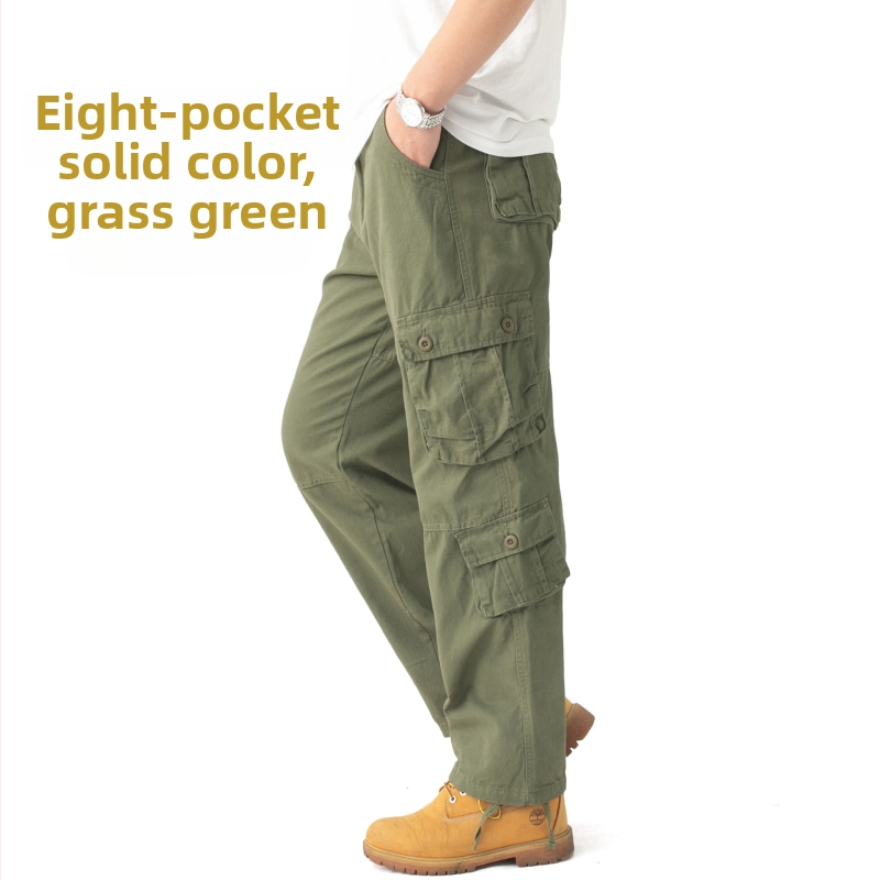 Jarné a jesenné pánske overaly, maskáčové nohavice, viacvreckové, ležérne nohavice, pánske bavlnené, plus size, trendy značkové voľné nohavice