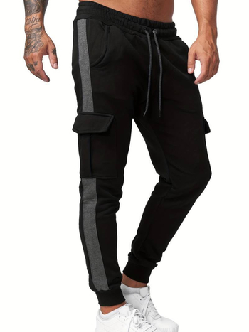 Naujos vyriškos rudens ir žiemos sportinės laisvalaikio kelnės su keliomis kišenėmis, vilnos pamušalu, derančiomis spalvomis.