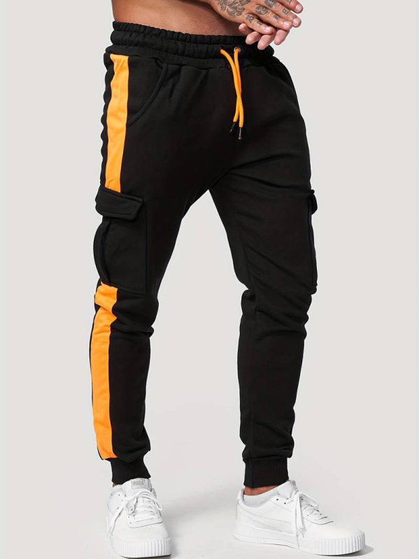 Naujos vyriškos rudens ir žiemos sportinės laisvalaikio kelnės su keliomis kišenėmis, vilnos pamušalu, derančiomis spalvomis.