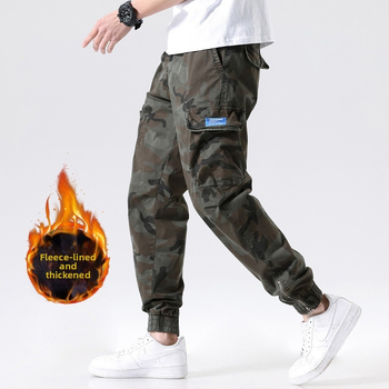 Bavlnené maskáčové overaly, jesenné pánske módne značkové voľné viacvreckové funkčné nohavice s lúčom, trendy univerzálne ležérne nohavice pre mužov