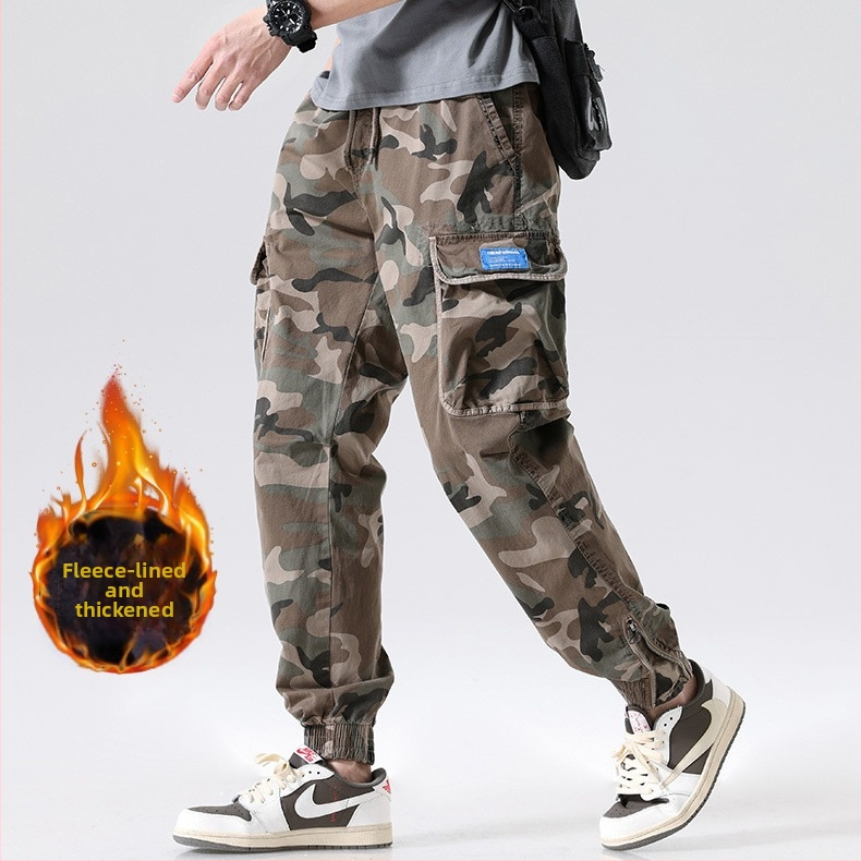 Bavlnené maskáčové overaly, jesenné pánske módne značkové voľné viacvreckové funkčné nohavice s lúčom, trendy univerzálne ležérne nohavice pre mužov