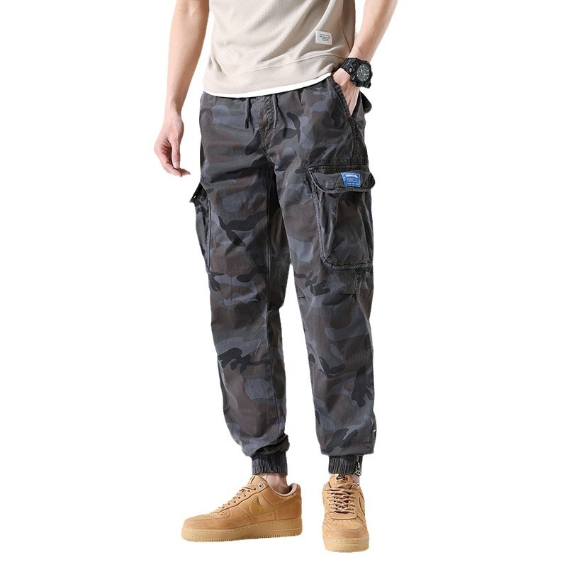 Bavlnené maskáčové overaly, jesenné pánske módne značkové voľné viacvreckové funkčné nohavice s lúčom, trendy univerzálne ležérne nohavice pre mužov