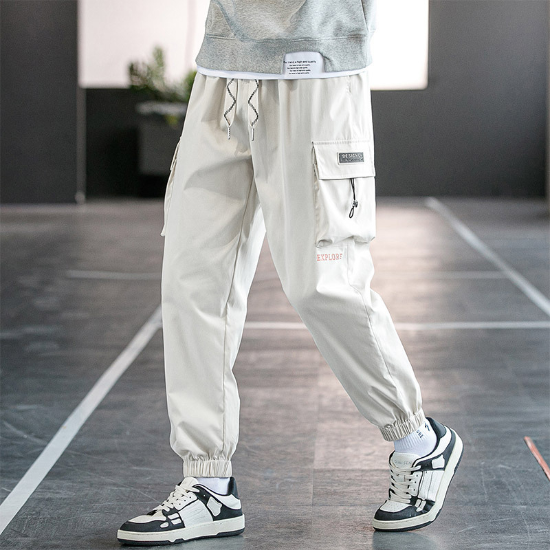 Pánske cargo nohavice 2024, trendy voľné skrátené tepláky s viacerými vreckami, ležérne nohavice pre študentov, plus veľkosť