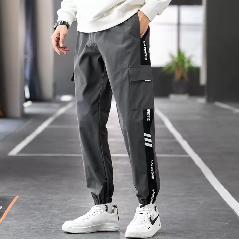 Pánske cargo nohavice 2024, trendy voľné skrátené tepláky s viacerými vreckami, ležérne nohavice pre študentov, plus veľkosť