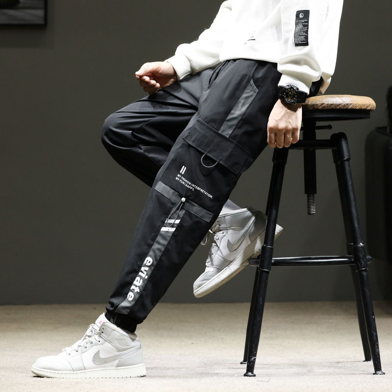 Pánske cargo nohavice 2024, trendy voľné skrátené tepláky s viacerými vreckami, ležérne nohavice pre študentov, plus veľkosť