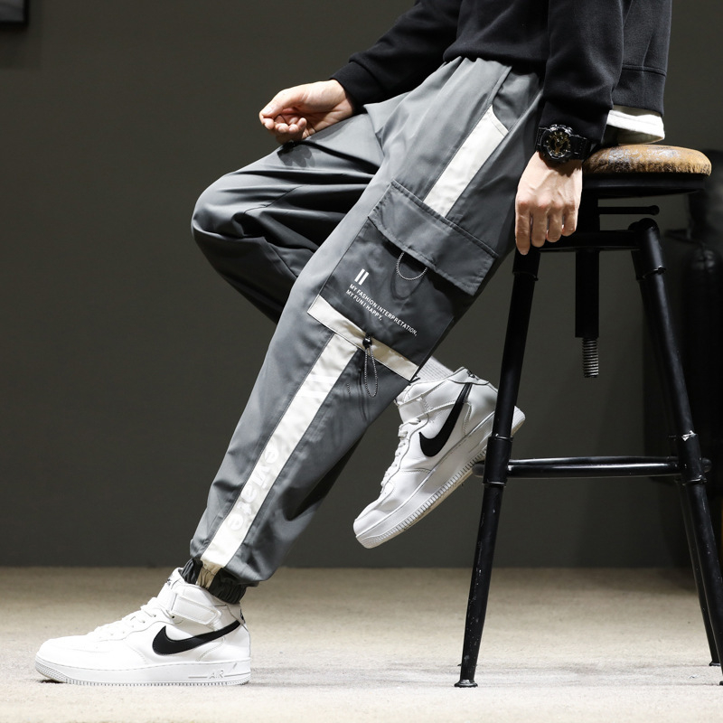 Pánske cargo nohavice 2024, trendy voľné skrátené tepláky s viacerými vreckami, ležérne nohavice pre študentov, plus veľkosť