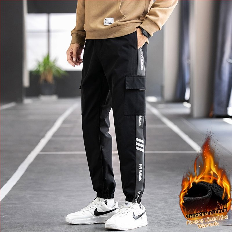 Pánske cargo nohavice 2024, trendy voľné skrátené tepláky s viacerými vreckami, ležérne nohavice pre študentov, plus veľkosť