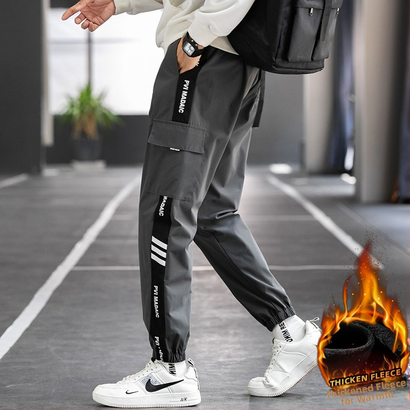 Pánske cargo nohavice 2024, trendy voľné skrátené tepláky s viacerými vreckami, ležérne nohavice pre študentov, plus veľkosť