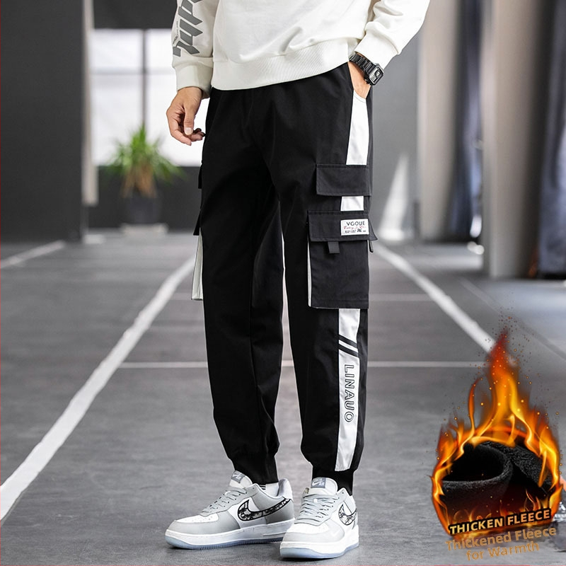 Pánske cargo nohavice 2024, trendy voľné skrátené tepláky s viacerými vreckami, ležérne nohavice pre študentov, plus veľkosť