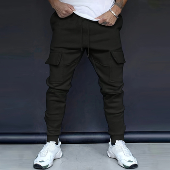 Naujos vyriškos laisvalaikio fitneso kelnės su keliomis kišenėmis, sportiniai kombinezonai su naujomis pirštais.