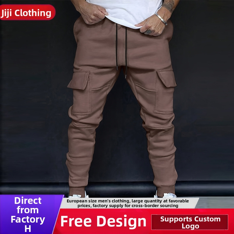 Jaunas, pārrobežu, daudzkabatas, vīriešu atpūtas fitnesa bikses, sporta kombinezoni ar jauniem pirkstiem.