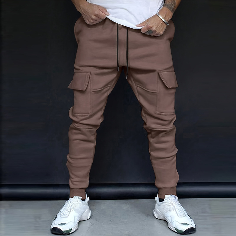 Naujos vyriškos laisvalaikio fitneso kelnės su keliomis kišenėmis, sportiniai kombinezonai su naujomis pirštais.