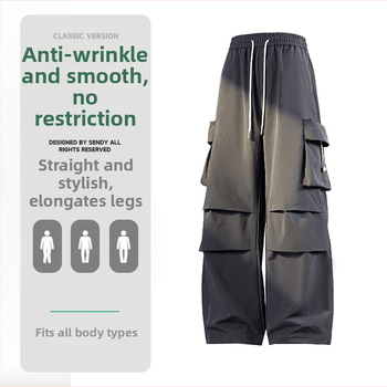 Pantaloni de parașutist Shake Big Explosion 2024, toamnă nouă, cu vârfuri de frânghie, salopete sport țesute pentru bărbați, stil Hong Kong