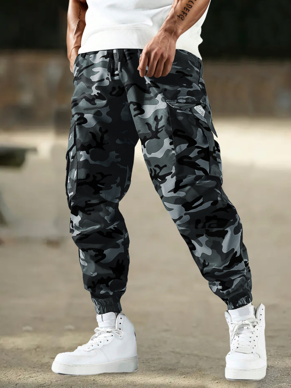 Pantaloni de camuflaj pentru bărbați, stil transfrontalier, cu buzunare laterale, stil casual, croială regulată, pantaloni pentru activități în aer liber pentru bărbați