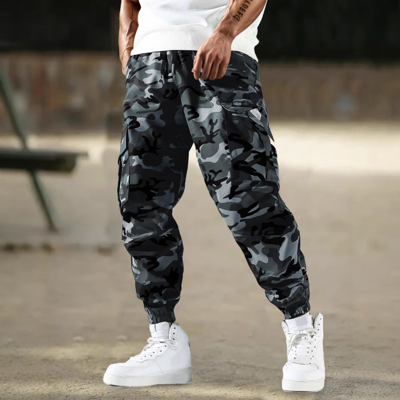 Pantaloni de camuflaj pentru bărbați, stil transfrontalier, cu buzunare laterale, stil casual, croială regulată, pantaloni pentru activități în aer liber pentru bărbați