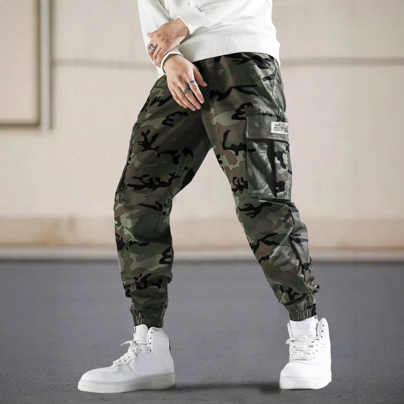 Pantaloni de camuflaj pentru bărbați, stil transfrontalier, cu buzunare laterale, stil casual, croială regulată, pantaloni pentru activități în aer liber pentru bărbați