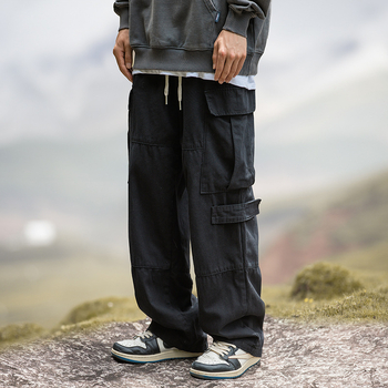 Hanlu meeste vintage tööriiete vabaajapüksid 2025. aasta kevadeks uued lahtised Jaapani stiilis patchwork-disainiga pikad püksid