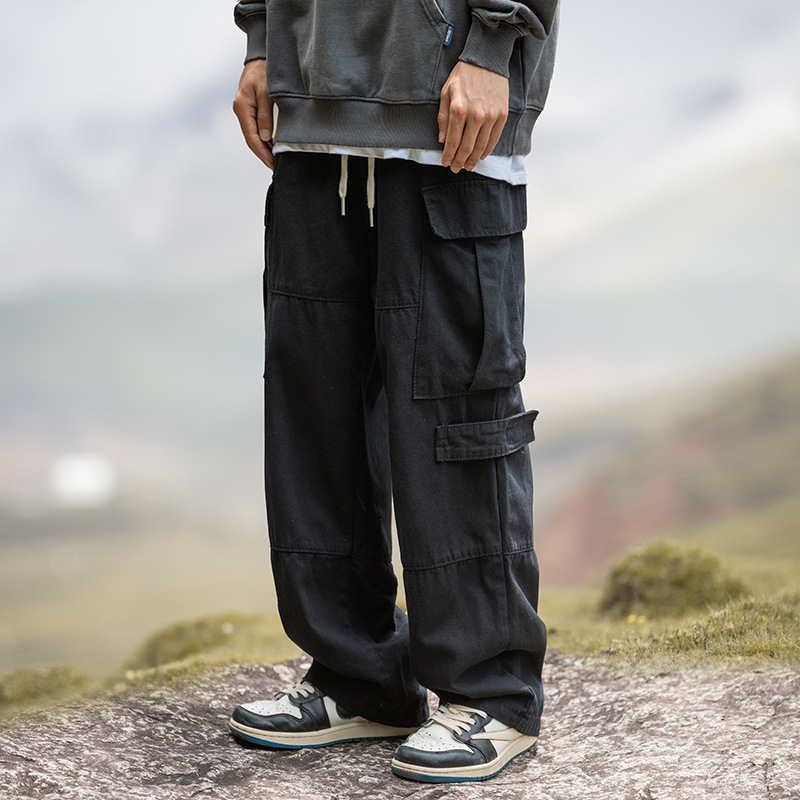Hanlu meeste vintage tööriiete vabaajapüksid 2025. aasta kevadeks uued lahtised Jaapani stiilis patchwork-disainiga pikad püksid