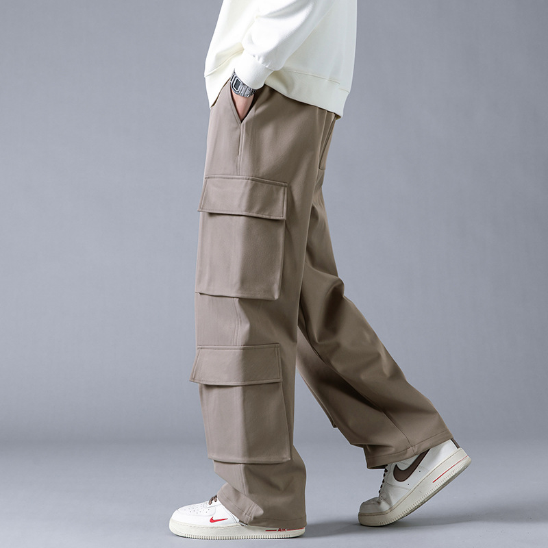Pantaloni de unelte în stil japonez pentru bărbați, primăvara și toamna, vrac, toate potrivirea, dreaptă, cu picior larg, pantaloni casual, la modă, brand american, stil stradal