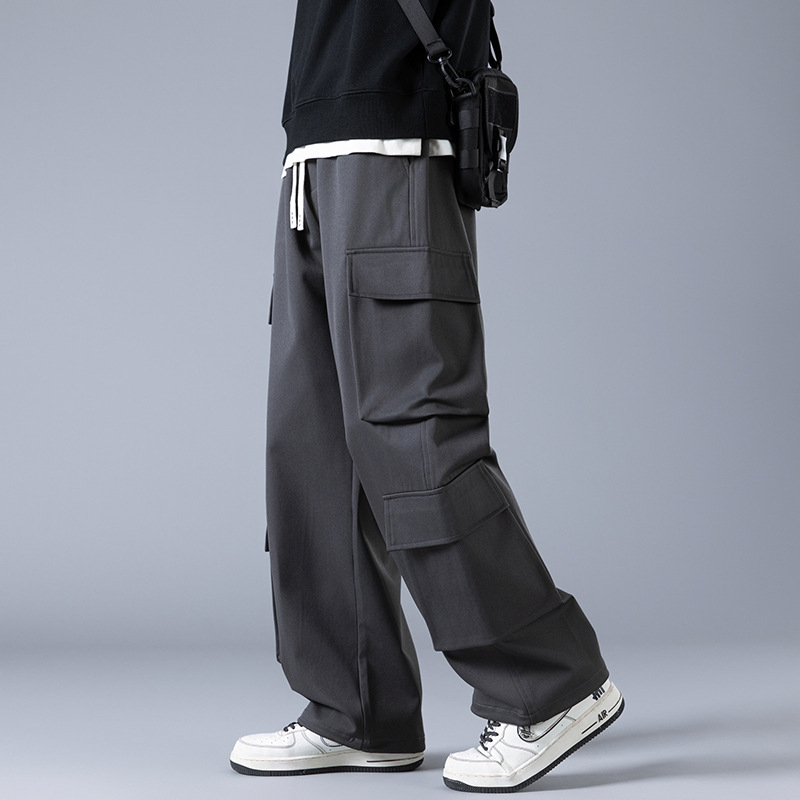 Pantaloni de unelte în stil japonez pentru bărbați, primăvara și toamna, vrac, toate potrivirea, dreaptă, cu picior larg, pantaloni casual, la modă, brand american, stil stradal