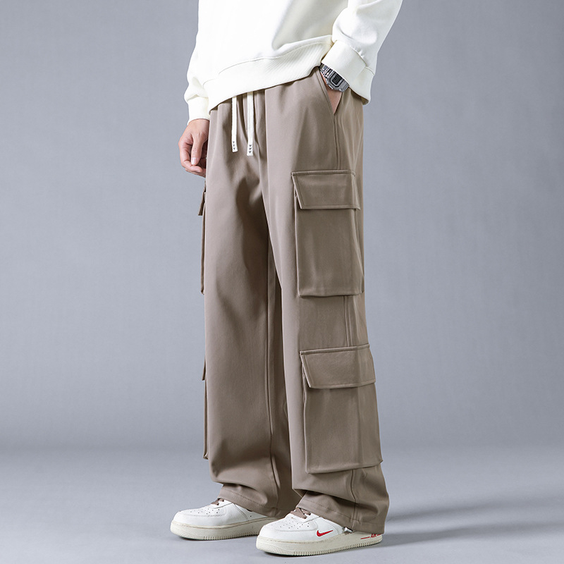 Pantaloni de unelte în stil japonez pentru bărbați, primăvara și toamna, vrac, toate potrivirea, dreaptă, cu picior larg, pantaloni casual, la modă, brand american, stil stradal