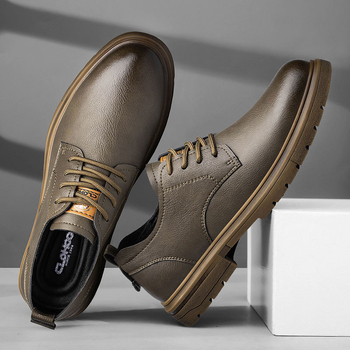 Δημοφιλή ανδρικά παπούτσια Business Casual, ανεξάρτητης μάρκας, για εργασία γραφείου και καθημερινή χρήση, με χοντρή σόλα και μεγάλα δάχτυλα.