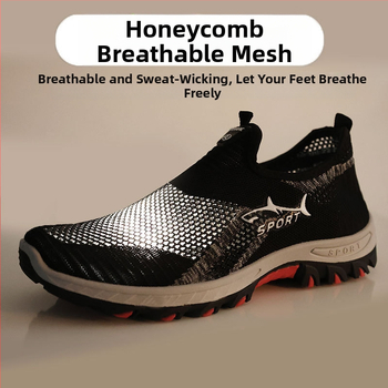 Παπούτσια Cross-Border Mesh για άνδρες 2025 Νέα μεγάλα αθλητικά παπούτσια με μαλακή σόλα Temu Generation Slip-On Shark για άνδρες