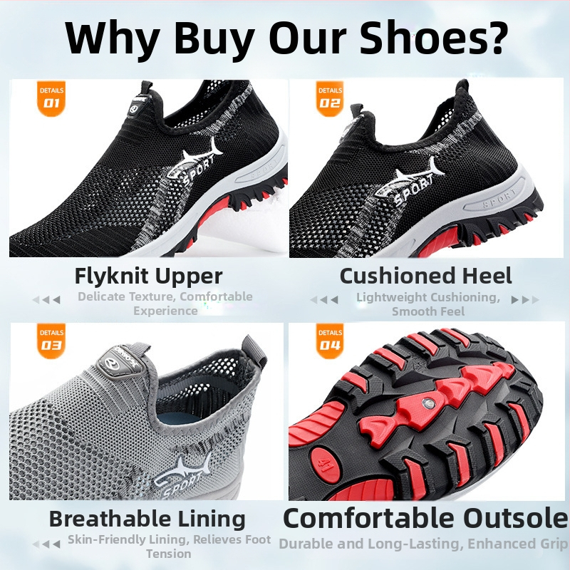 Pánske sieťované topánky CrossBorder 2025, nové veľké športové topánky s mäkkou podrážkou Temu Generation, nazúvacie turistické topánky Shark pre mužov