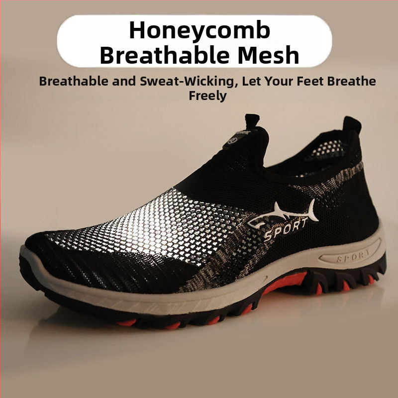 Pánske sieťované topánky CrossBorder 2025, nové veľké športové topánky s mäkkou podrážkou Temu Generation, nazúvacie turistické topánky Shark pre mužov