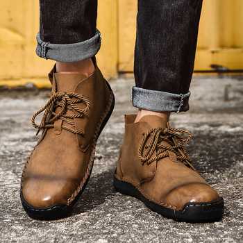 Vyriški batai 2025 m. Nauji rudens didelių dydžių lauko retro britiško stiliaus neslystantys, atsparūs dilimui sportiniai žemo viršutinio lygio laisvalaikio odiniai batai