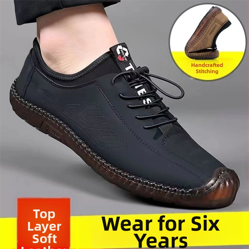 Férfi csúszásgátló, alacsony szárú, puha talpú szandálok, férfi szabadtéri, alkalmi barlangcipők, nyári üreges strandcipők, szandálok marhaínakkal