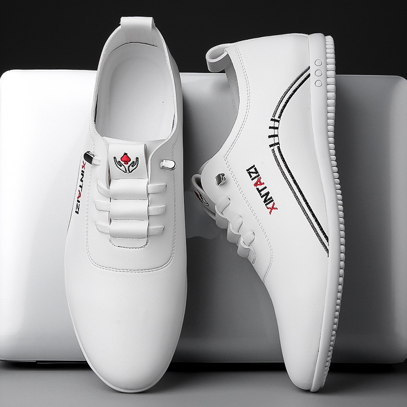 Pantofi de vară din piele, pantofi din piele moale pentru bărbați, pantofi cu talpă moale, pantofi casual de afaceri pentru bărbați, pantofi ușori cu fasole, pantofi albi