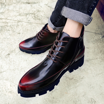 Toamna și iarna noi Martin cizme bărbați mid-high groase din piele pantofi sclipici business rochie bărbați casual pantofi britanici din piele cizme