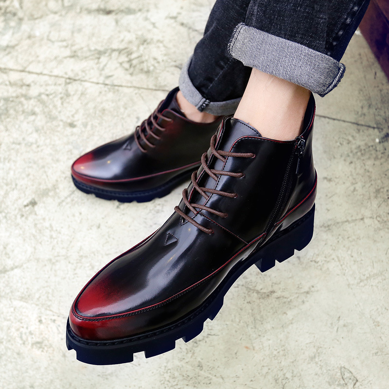 Toamna și iarna noi Martin cizme bărbați mid-high groase din piele pantofi sclipici business rochie bărbați casual pantofi britanici din piele cizme