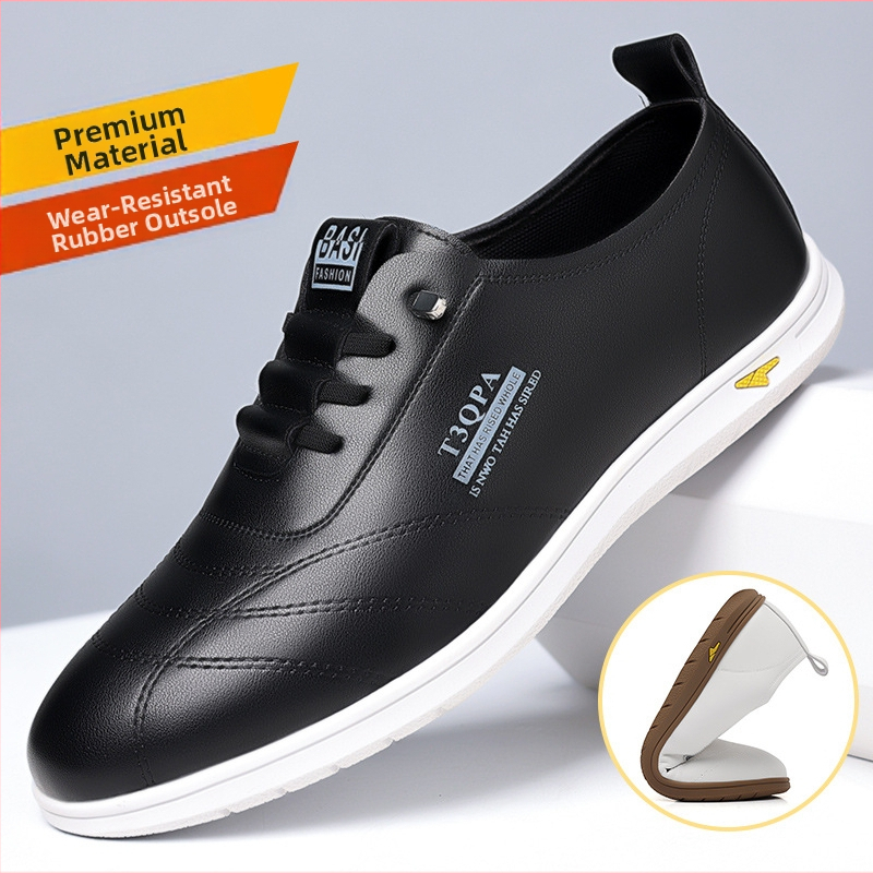 Nové pánske ležérne topánky s okrúhlou hlavou, obchodné trendy pánske topánky, malé biele topánky, kožené topánky, veľkoobchodný predaj z továrne 9173