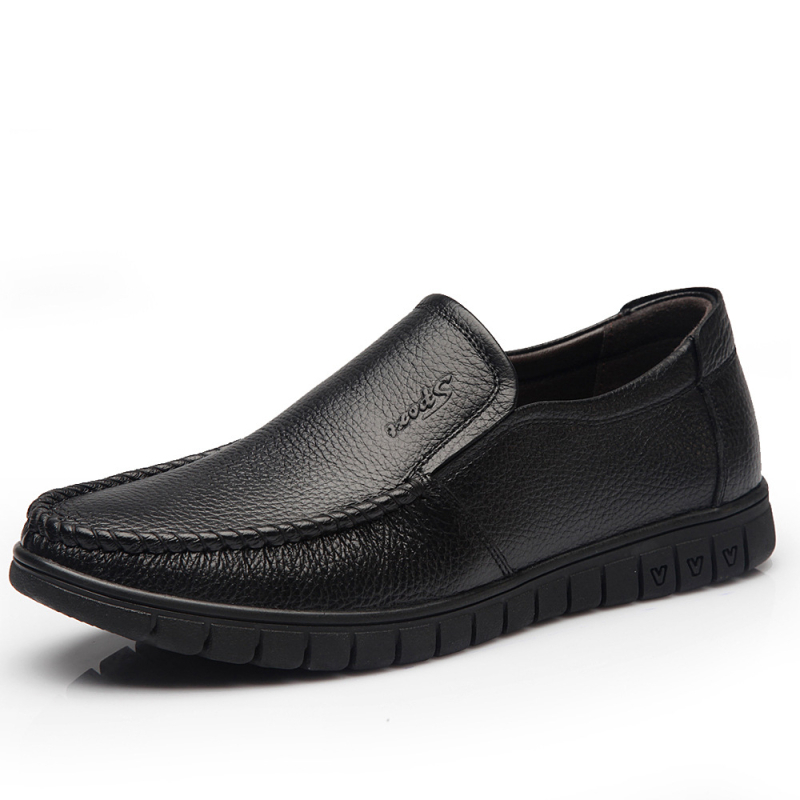 Sandale de vară pentru bărbați, din piele, respirabil, cu talpă moale, antiderapantă, sandale din piele goale, casual, supradimensionate, pentru vârstnici și vârstnici, pantofi pentru tați