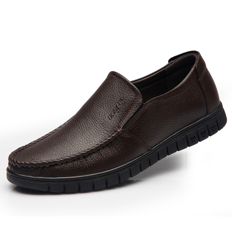 Sandale de vară pentru bărbați, din piele, respirabil, cu talpă moale, antiderapantă, sandale din piele goale, casual, supradimensionate, pentru vârstnici și vârstnici, pantofi pentru tați