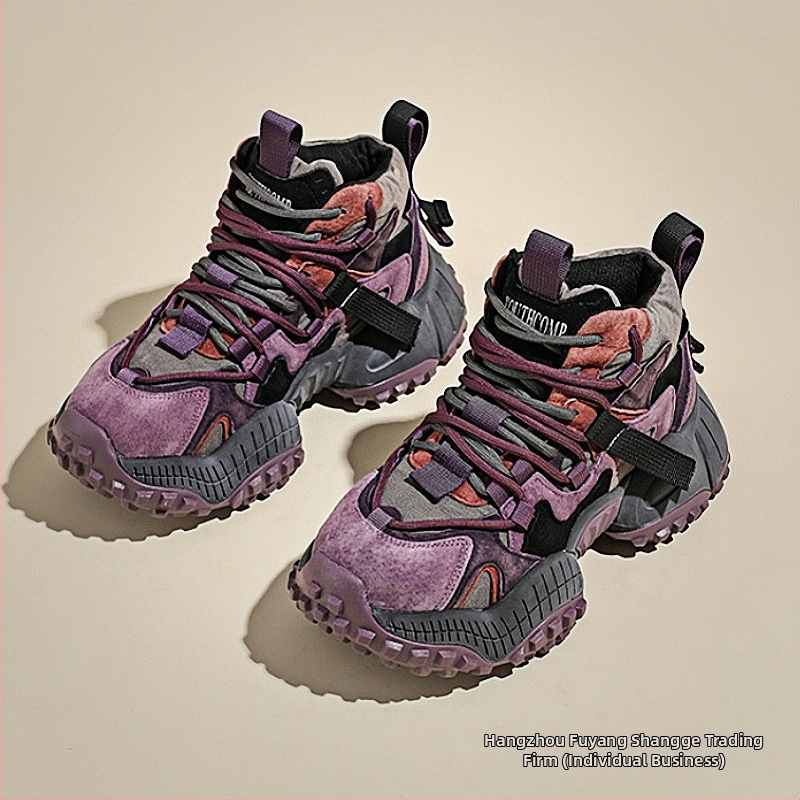 Мъжки обувки European Station High-top Torre, нови 2025 г. с дебела подметка, ретро, модерни, универсални, нишови, пролетни, ежедневни обувки