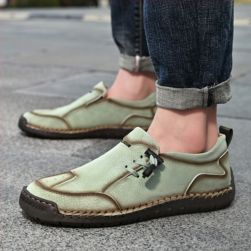 Pánske nízke topánky na jar 2024, ležérne kožené topánky na bežné nosenie, veľké rozmery, mäkká podrážka, mäkký vrch, nazúvacie topánky na ležérne nosenie, trendy