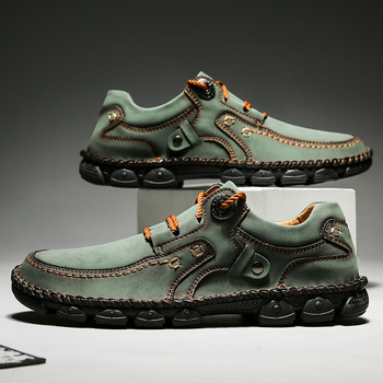 Άνοιξη 2024 Νέα Δερμάτινα Παπούτσια Μεγάλων Μεγεθών, Ανδρικά Παπούτσια Ραμμένα στο Χειροποίητο, με Χοντρές Σόλες, Επαγγελματικά, Καθημερινά, Δετά Παπούτσια Εργασίας