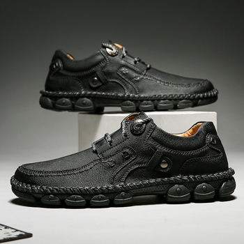 Άνοιξη 2024 Νέα Δερμάτινα Παπούτσια Μεγάλων Μεγεθών, Ανδρικά Παπούτσια Ραμμένα στο Χειροποίητο, με Χοντρές Σόλες, Επαγγελματικά, Καθημερινά, Δετά Παπούτσια Εργασίας