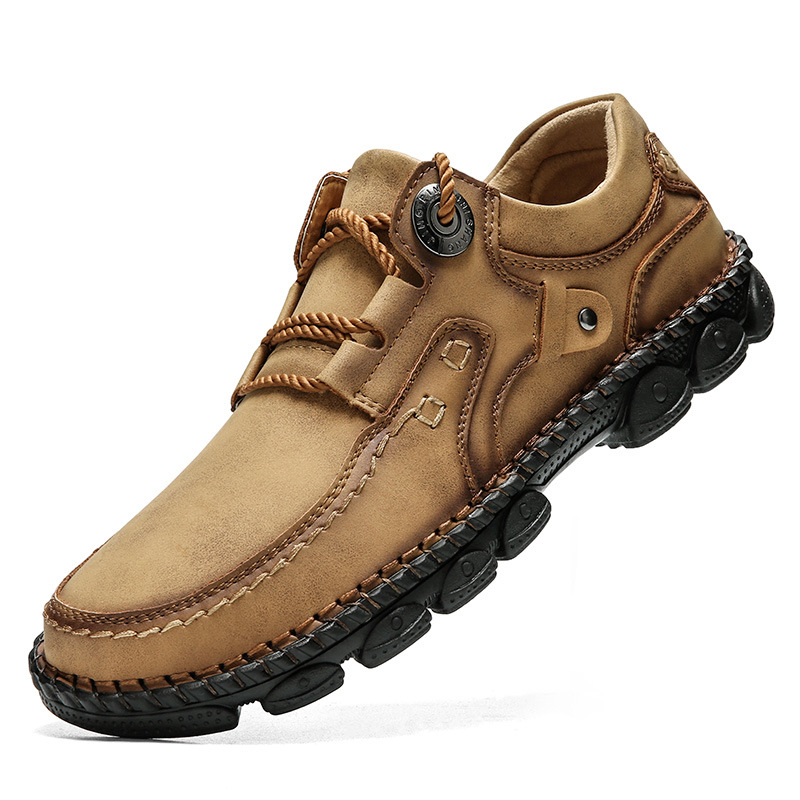 Pantofi de damă din piele de mărime mare pentru bărbați, cusute manual, cu talpă groasă, pantofi de afaceri casual cu șireturi