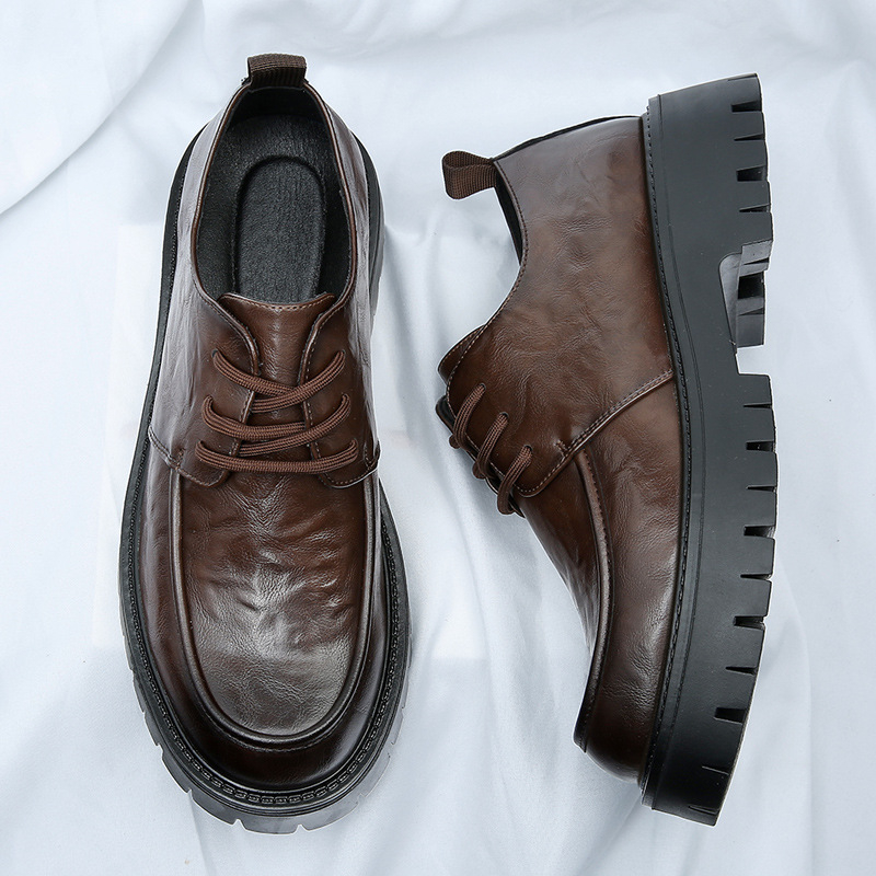 Pánske topánky pre väčšie veľkosti, jar a leto, nové módne, hrubopodrážkové, priedušné, duté, ležérne topánky, pánske biznis topánky s veľkým prstom, kožené topánky z pravej kože